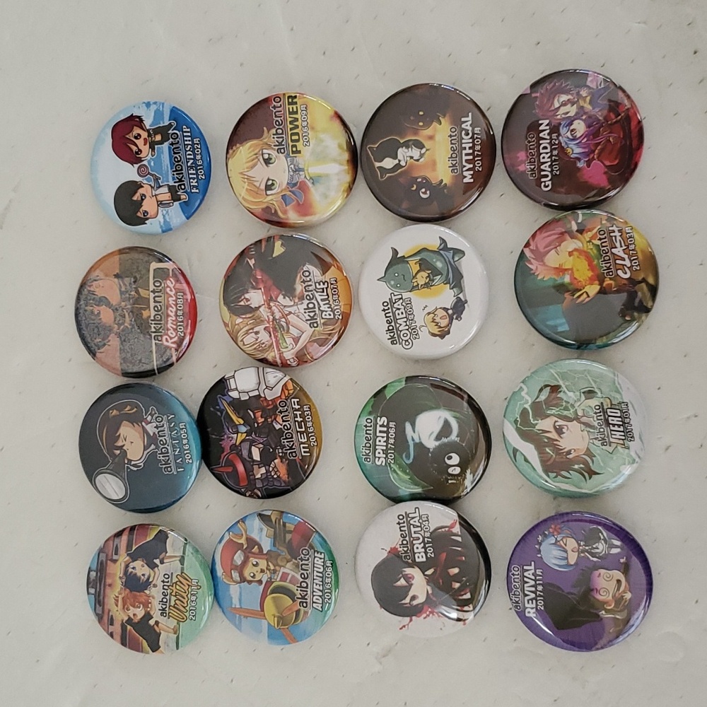 Akibento 2016-2017 Pinback Buttons Lot of 16